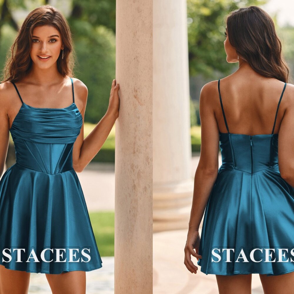 A-line Ruched Short/Mini Silk like Satin Corset Dress - BRAND NEW